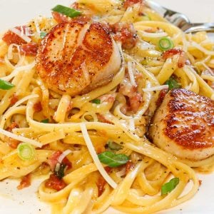 Carbonara with Pan Seared Scallops