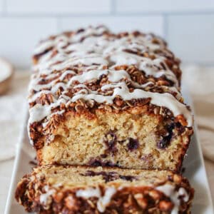 Healthy Blueberry Loaf with Lemon Glaze