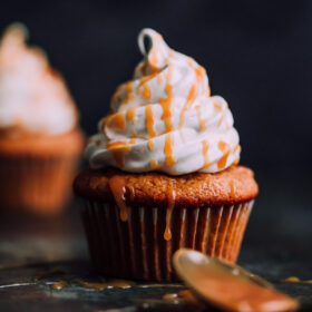 Pumpkin Cupcakes with Marshmallow Frosting