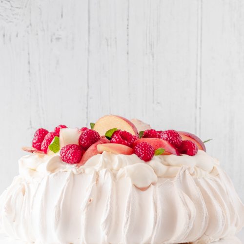 Peach Melva Pavlova