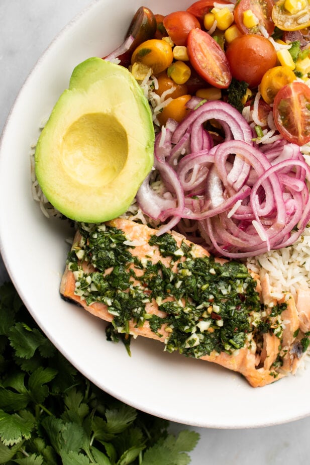 Cilantro Chimichurri Salmon Bowl