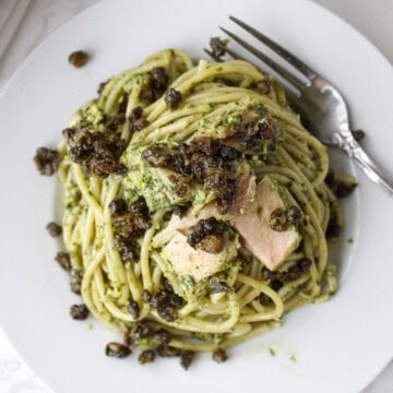 Tuna Pesto Pasta with Fried Capers