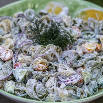 Tortellini and Cucumber Salad with Dill Dressing