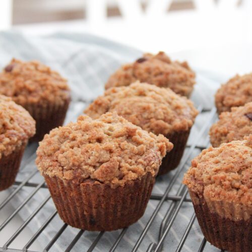 Cinnamon Streusel Chocolate Chip Banana Muffins
