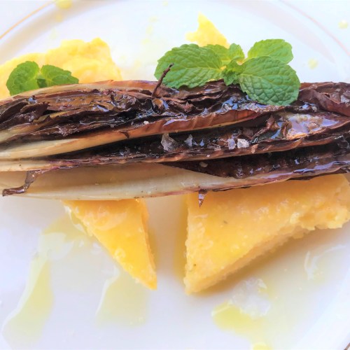 Roasted Radicchio with Polenta and Mint