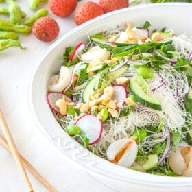 Edamame Salad with Rice Noodles and Chili-Lime Dressing