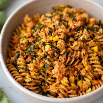 Quick Tofu and Greens Pasta