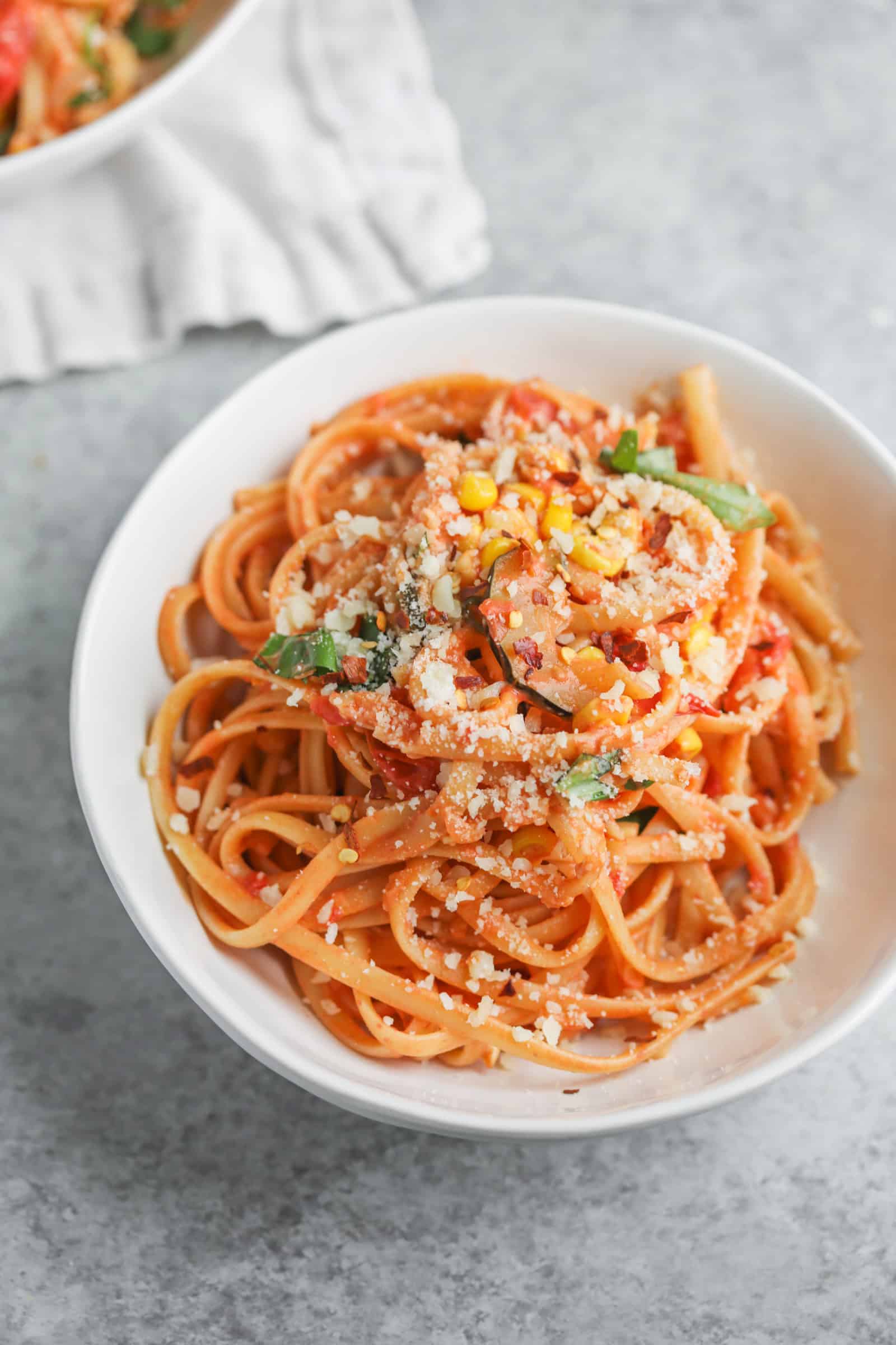 Creamy Pasta with Tomato and Zucchini