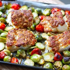 Baked Cod Fillets With Brussels Sprouts