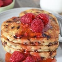 Heart Shaped Pancakes with Chocolate Chips