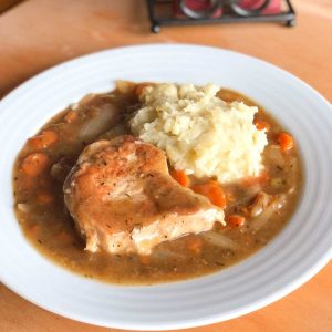 Gluten Free Pork Chops with Vegetable Gravy