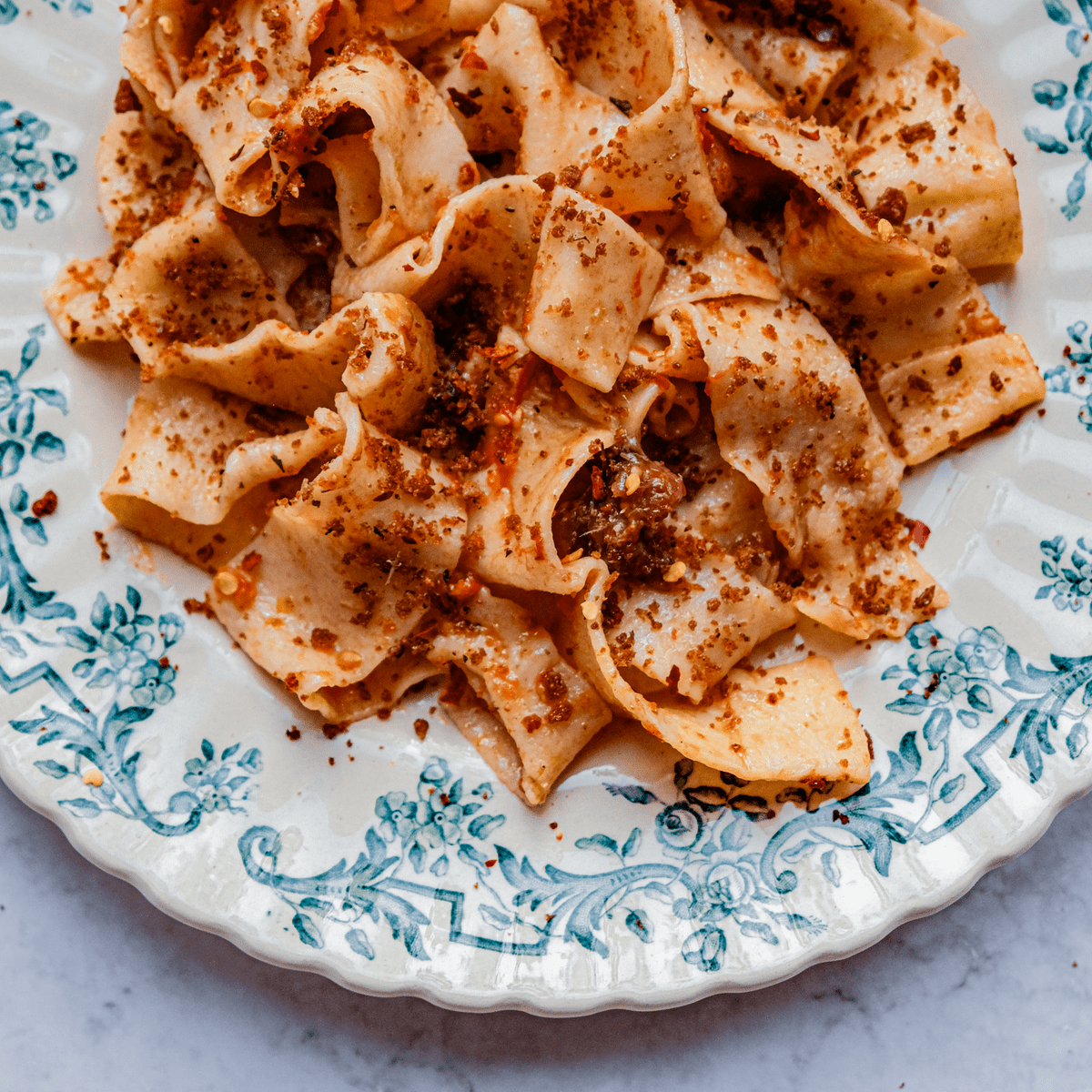 Homemade Pappardelle with Sicilian Anchovy & Breadcrumb Sauce