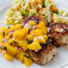 Garlic & Chilli Chicken Rissoles With Mango Salsa