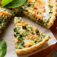 Salmon Quiche with Spinach, Dill, and Mozzarella Recipe