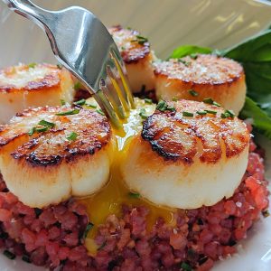 Beet Tartare w/ Seared Scallops