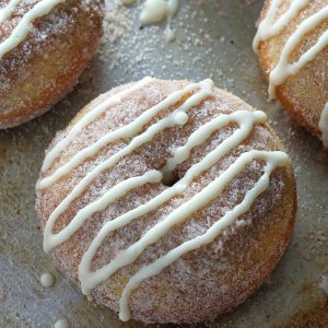 Brown Butter Eggnog Snickerdoodle Donuts