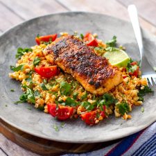 Cajun Lime & Honey Salmon With Tomato Cauliflower Rice