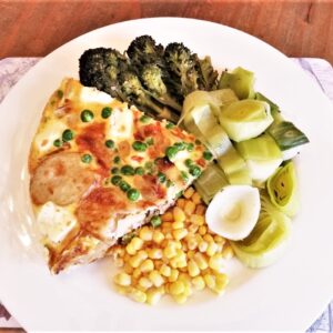 Pea, Potato and Goats Cheese Frittata
