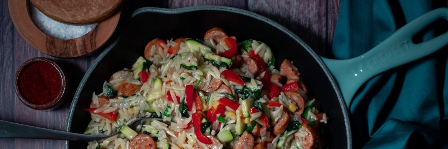 Chicken Sausage Orzo Skillet