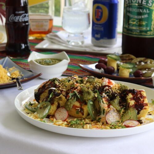Dhokla (lentil cake) Chaat