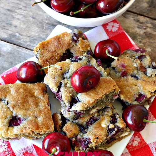 Cherry White Chocolate Chip Blondies