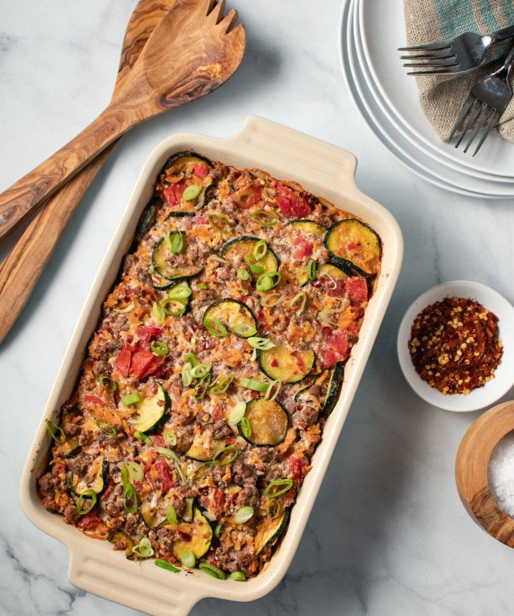 Zucchini & Ground Beef Orzo Casserole