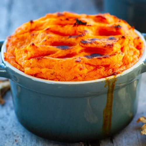 Sweet Potato Shepherd’s Pies With Porcini Mushrooms