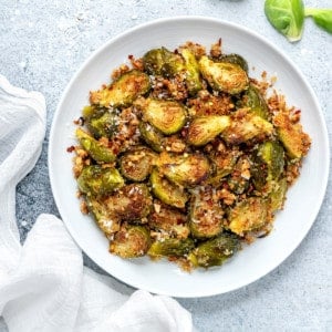 Crispy Roasted Brussels Sprouts with Garlic and Parmesan