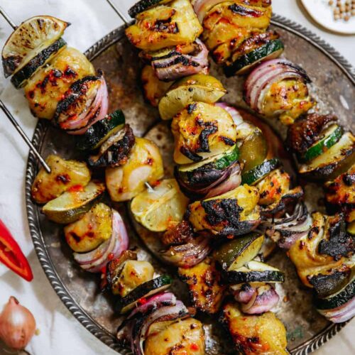 Coconut Marinated Thai Chicken Skewers with Sweet and Sour Dipping Sauce