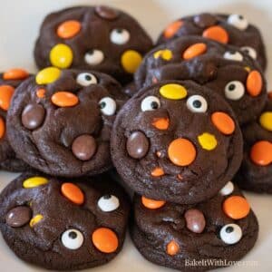 Chocolate Reese's Pieces Halloween Cookies