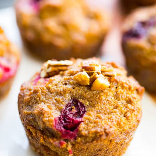 Healthy Pumpkin Cranberry Muffins