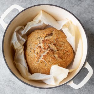 No Knead Whole Wheat Bread made in the Instant Pot