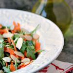 Arugula Salad with Shaved Asparagus, Shaved Carrots and Slivered Almonds