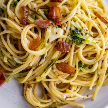 Spaghetti with Guanciale and Brussels Sprouts
