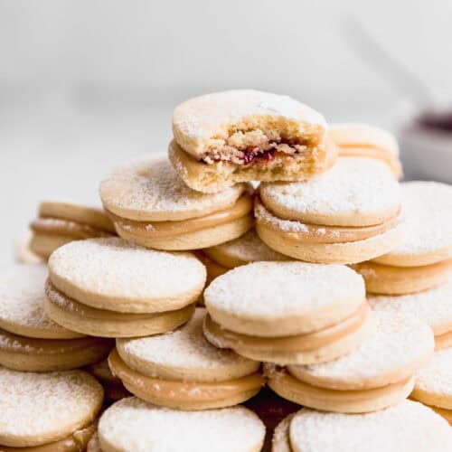 Raspberry Cornstarch Alfajores with Manjar Blanco
