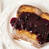 Lemon Cream Cheese Stuffed French Toast with Blueberry Compote