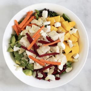 Mango Avocado Salad with Chicken and Honey Dijon Dressing
