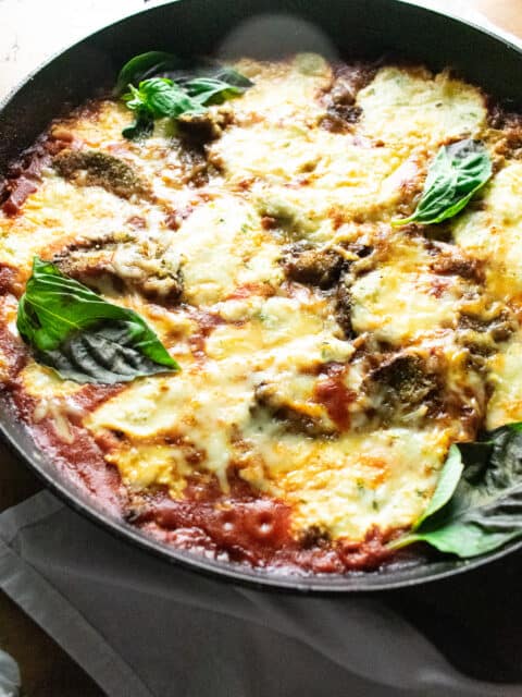 Crispy Baked Eggplant Rollatini Skillet