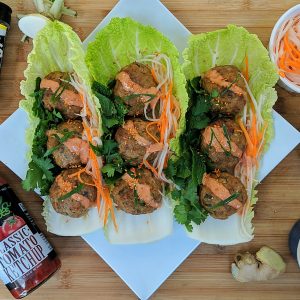 Banh Mi Meatballs W/ Napa Cabbage Lettuce Cups