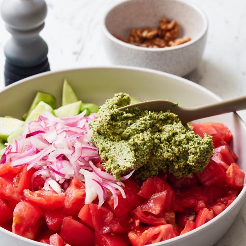 Armenian summer salad with walnuts