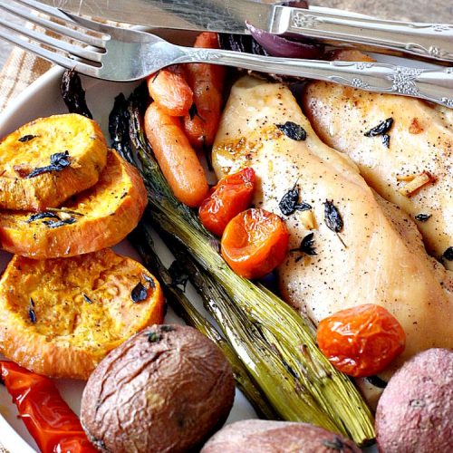 Sheet Pan Chicken and Vegetables with Herb Vinaigrette