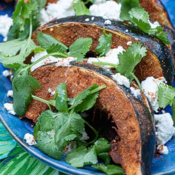 Roasted Acorn Squash Topped with Cilantro & Goat Cheese