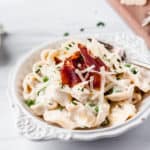 Image of Tortellini Alfredo with Prosciutto and Peas
