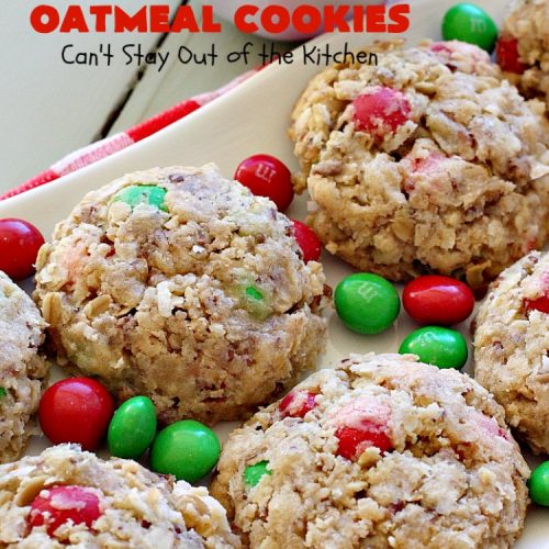 Peanut Butter M&M Oatmeal Cookies