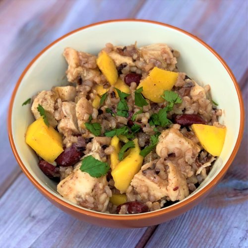 Chicken Ginger Mango Rice Bowl