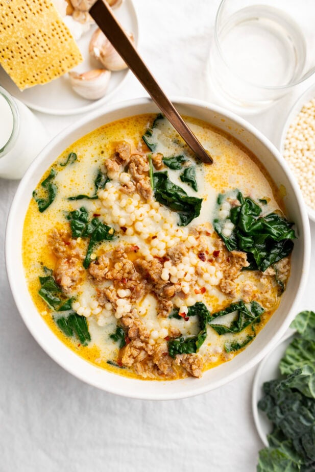 Zuppa Toscana (with spicy sausage and couscous)