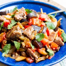 Pan-Fried Pork Loin with Eggplant & Tomatoes