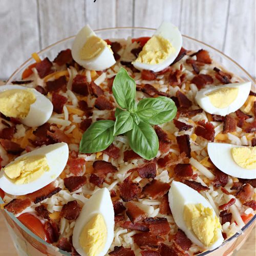 Layered Vegetable Salad with BBQ Ranch Dressing
