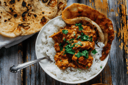 Indian style butter chicken and naan