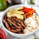 Beef Fajita Bowls with Cauliflower Rice
